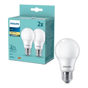 Set van 2 LED-lampen Philips A60 E27/4,9W/230V 2700K