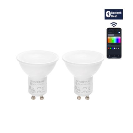 Set van 2 dimbare LED RGBW-lampen MESH Smart GU10/6,5W/230V 2700-6500K + afstandsbediening - Aigostar