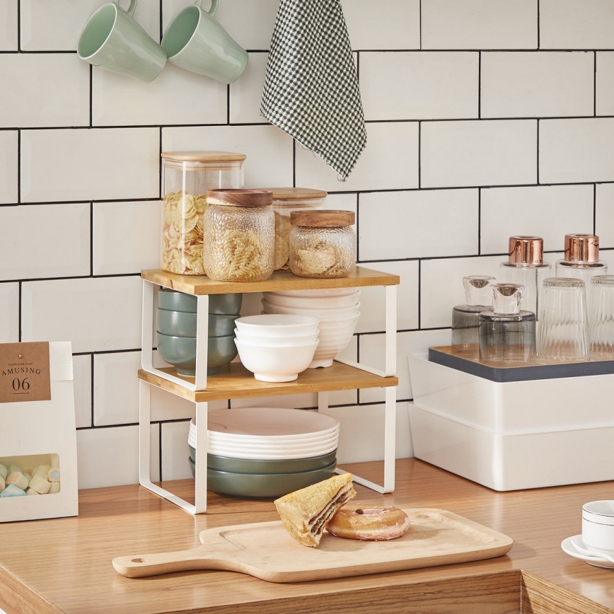 Set van 2 opbergplanken MARGE, wit/bruin