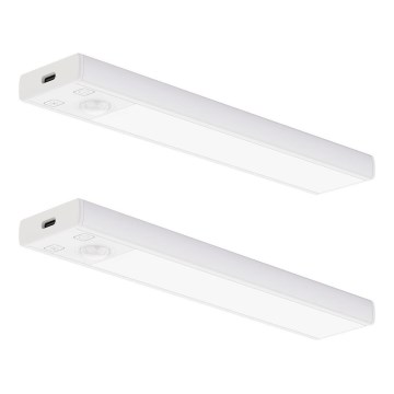 Set van 2 oplaadbare LED-meubelverlichting met bewegings- en schemersensor VIRO LED/1W/3,7V 800 mAh 3000/4000/6500K 20 cm wit