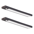 Set van 2 oplaadbare LED-meubelverlichtingen met bewegings- en schemersensor VIRO LED/1,2W/3,7V 800 mAh 3000/4000/6500K 30 cm zwart