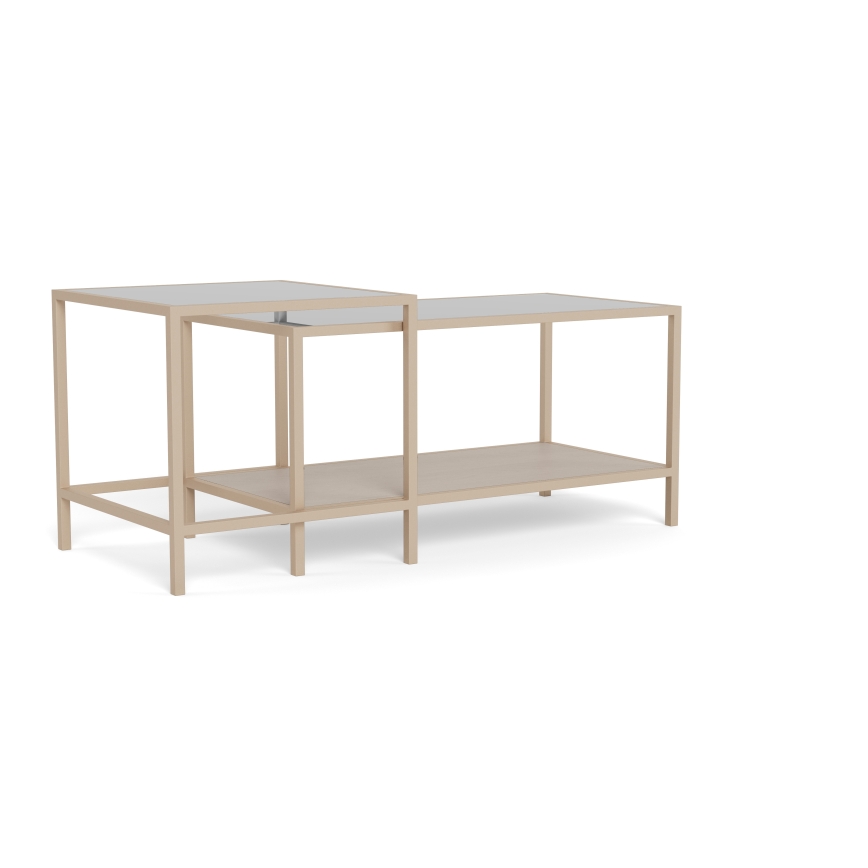 Set van 2 salontafels SARON 90x50 cm grijs/helder