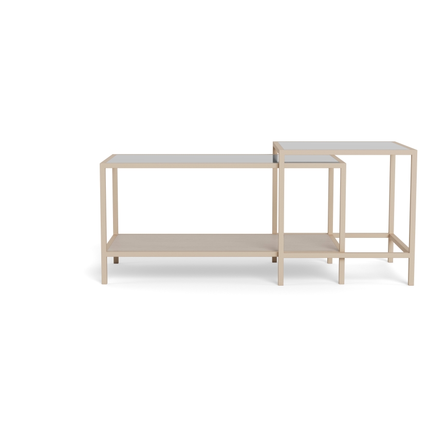 Set van 2 salontafels SARON 90x50 cm grijs/helder