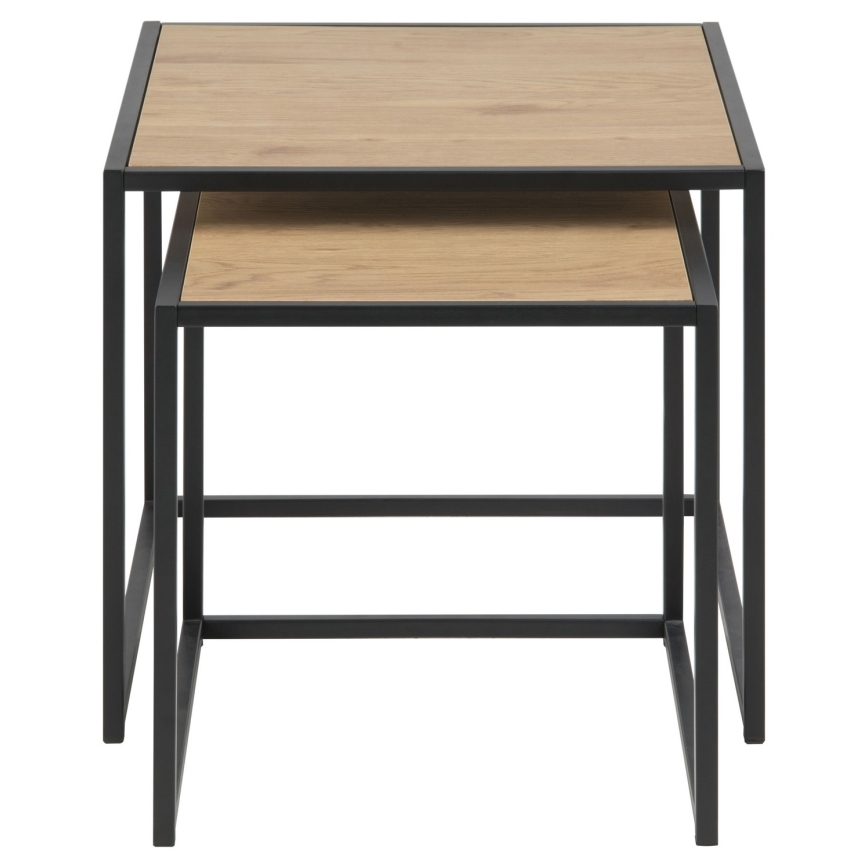 Set van 2 salontafels SARON, eiken/zwart