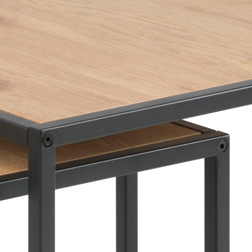 Set van 2 salontafels SARON, eiken/zwart