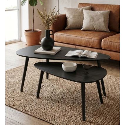 Set van 2 salontafels SOLE 60/80x30/40 cm zwart