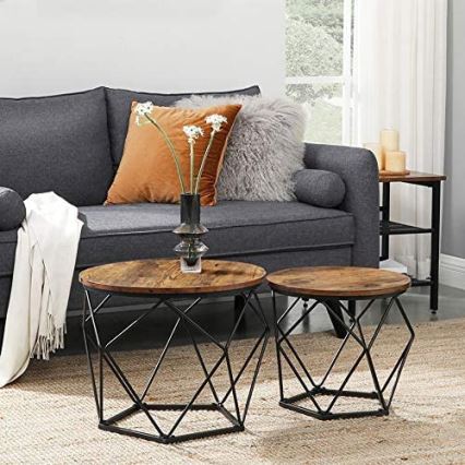 Set van 2 salontafels TALIA bruin/zwart