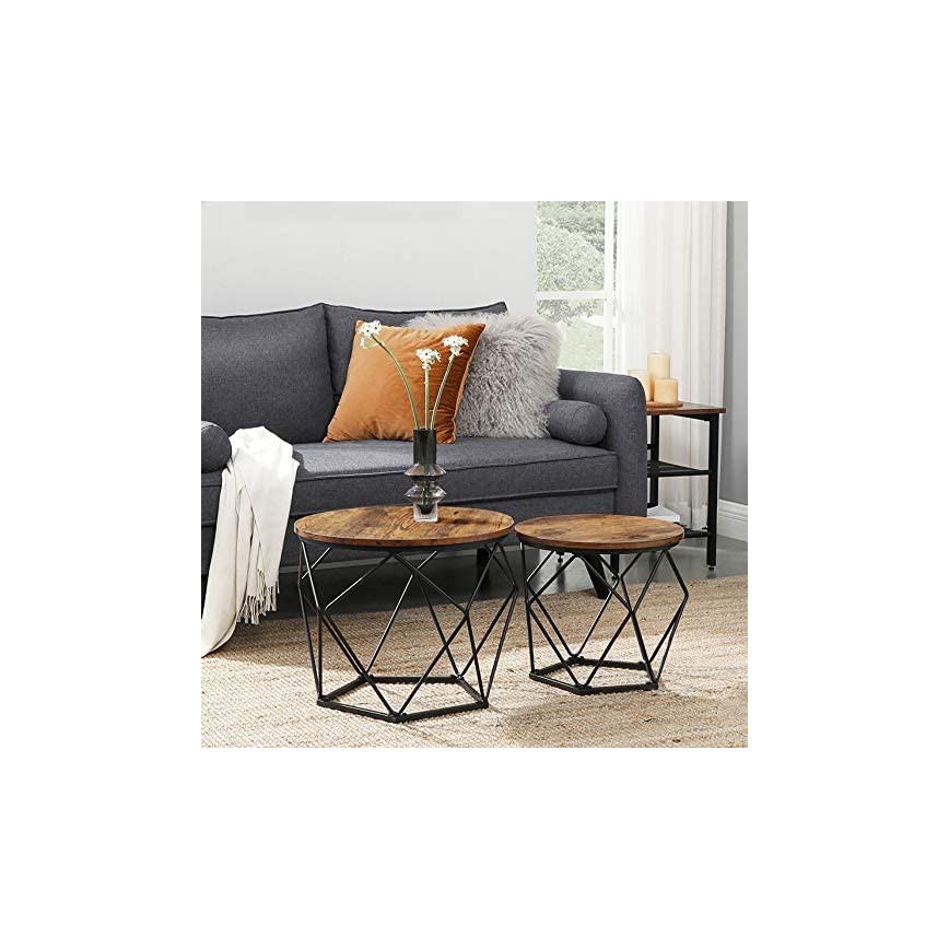 Set van 2 salontafels TALIA bruin/zwart