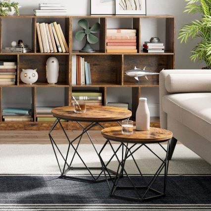 Set van 2 salontafels TALIA bruin/zwart