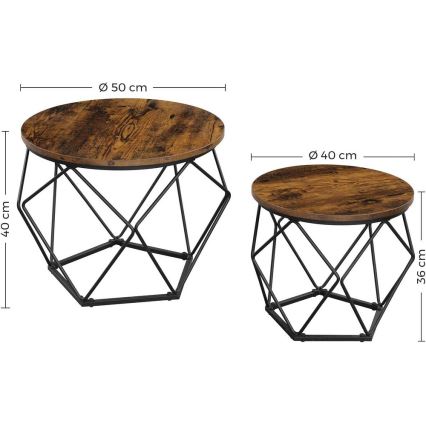 Set van 2 salontafels TALIA bruin/zwart