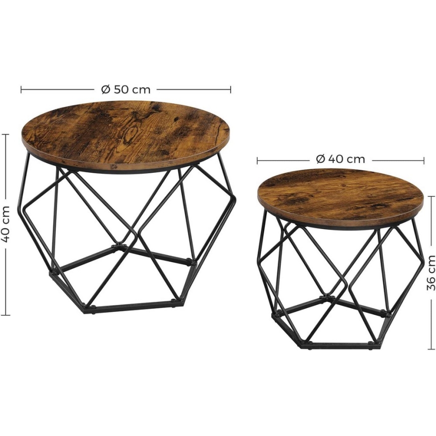 Set van 2 salontafels TALIA bruin/zwart