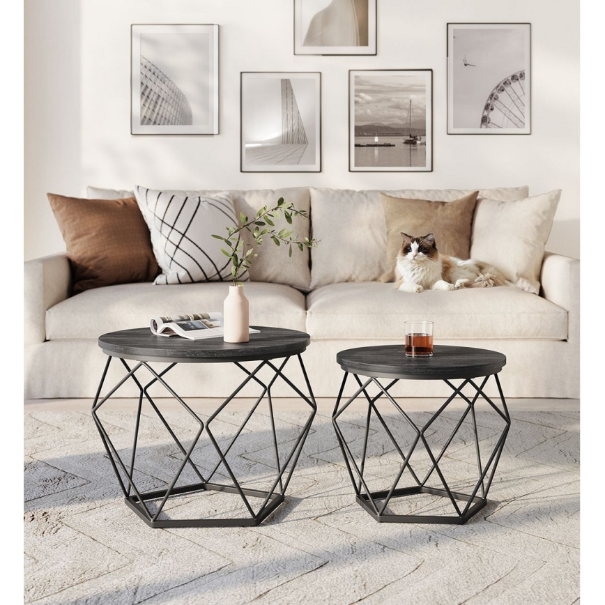 Set van 2 salontafels TALIA, zwart