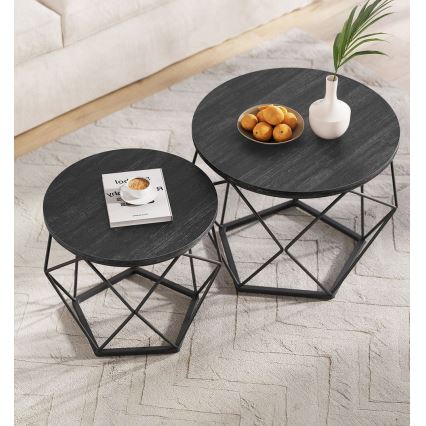 Set van 2 salontafels TALIA, zwart