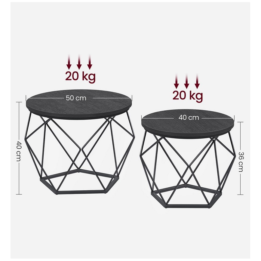 Set van 2 salontafels TALIA, zwart