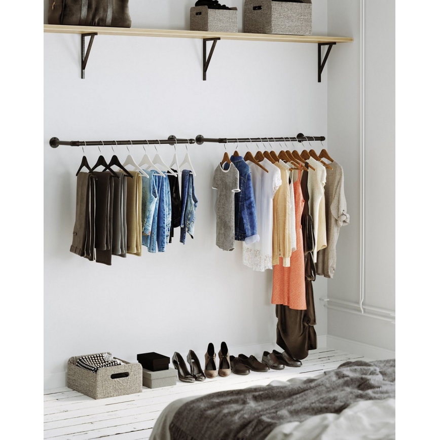 Set van 2 wandhaken voor kledinghangers LINEA, zwart
