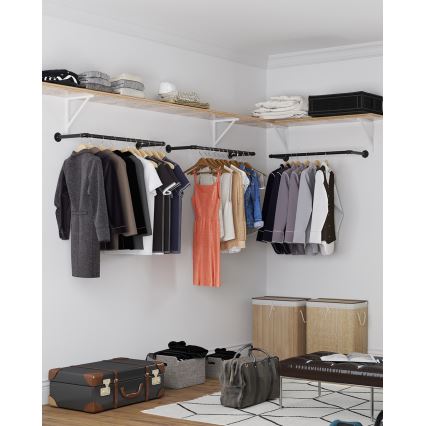 Set van 2 wandhaken voor kledinghangers LINEA, zwart