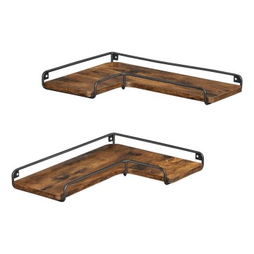 Set van 2 wandplanken SHELFY bruin/zwart