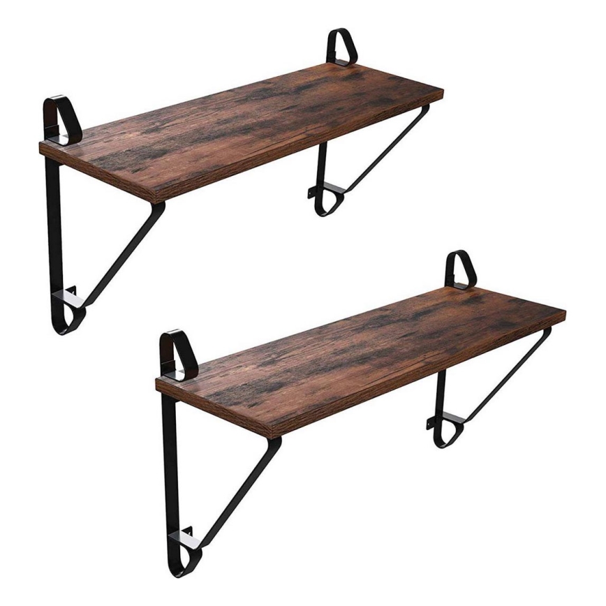 Set van 2 wandplanken SHELFY bruin/zwart