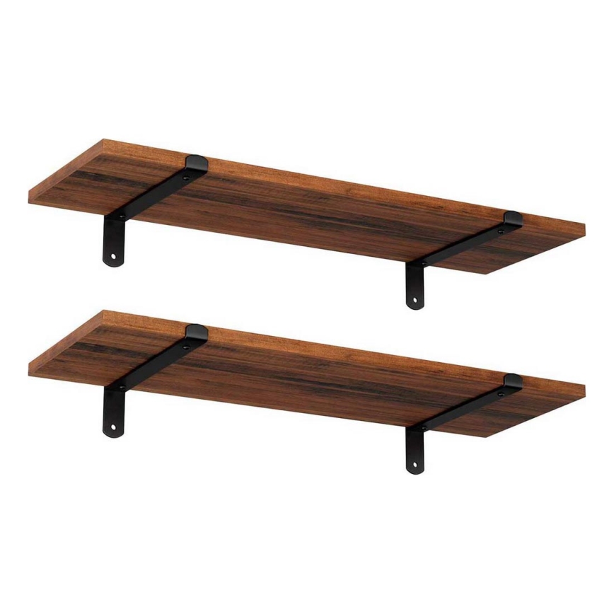Set van 2 wandplanken SHELFY in bruin/zwart