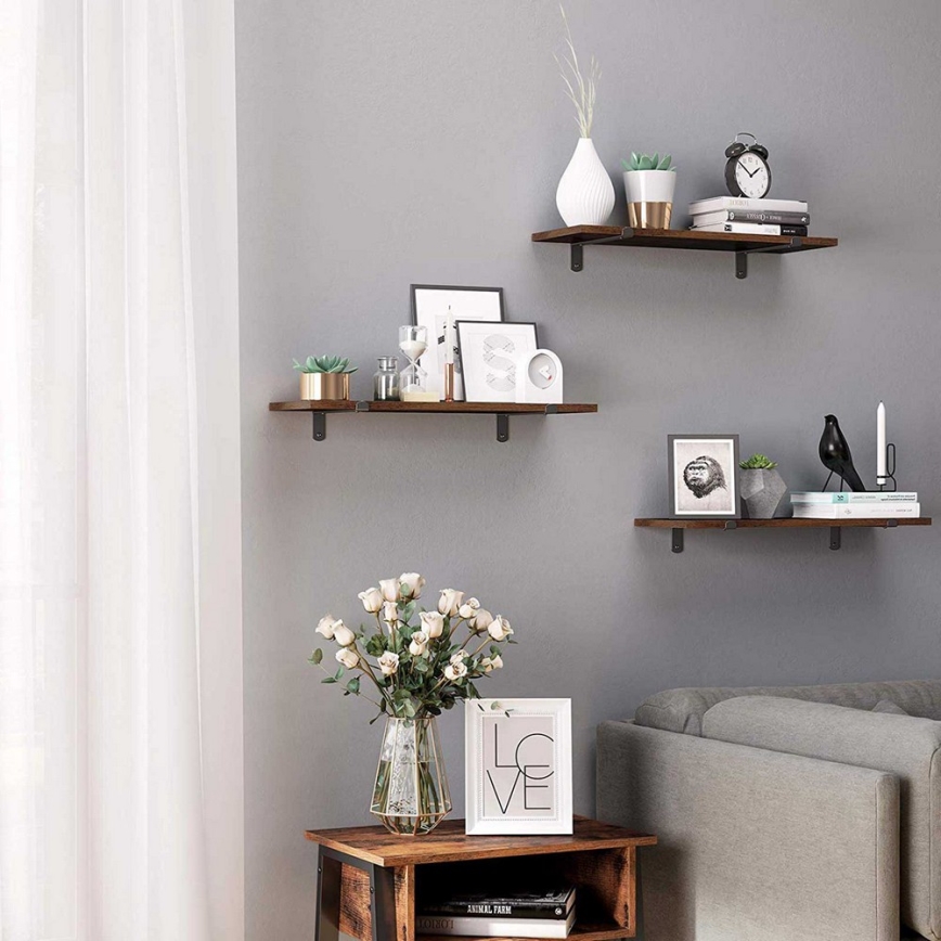 Set van 2 wandplanken SHELFY in bruin/zwart