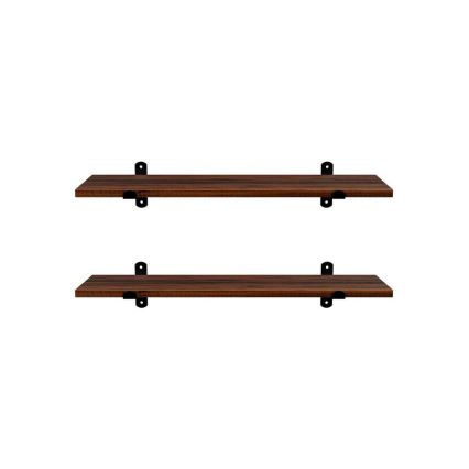 Set van 2 wandplanken SHELFY in bruin/zwart