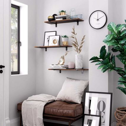 Set van 2 wandplanken SHELFY in bruin/zwart