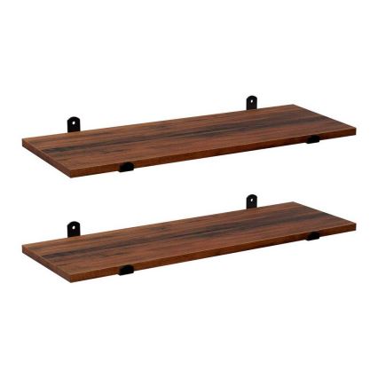 Set van 2 wandplanken SHELFY in bruin/zwart