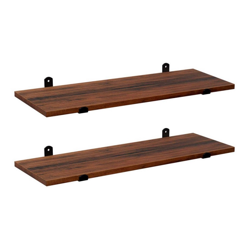 Set van 2 wandplanken SHELFY in bruin/zwart