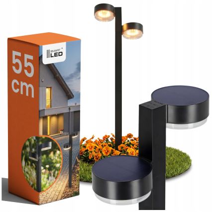 Set van 2 zonne-LED-lampen 2xLED/1W/3,7V 1200 mAh 55 cm IP65 zwart