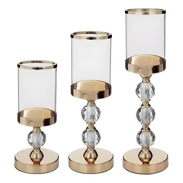 Set van 3 gouden kandelaars