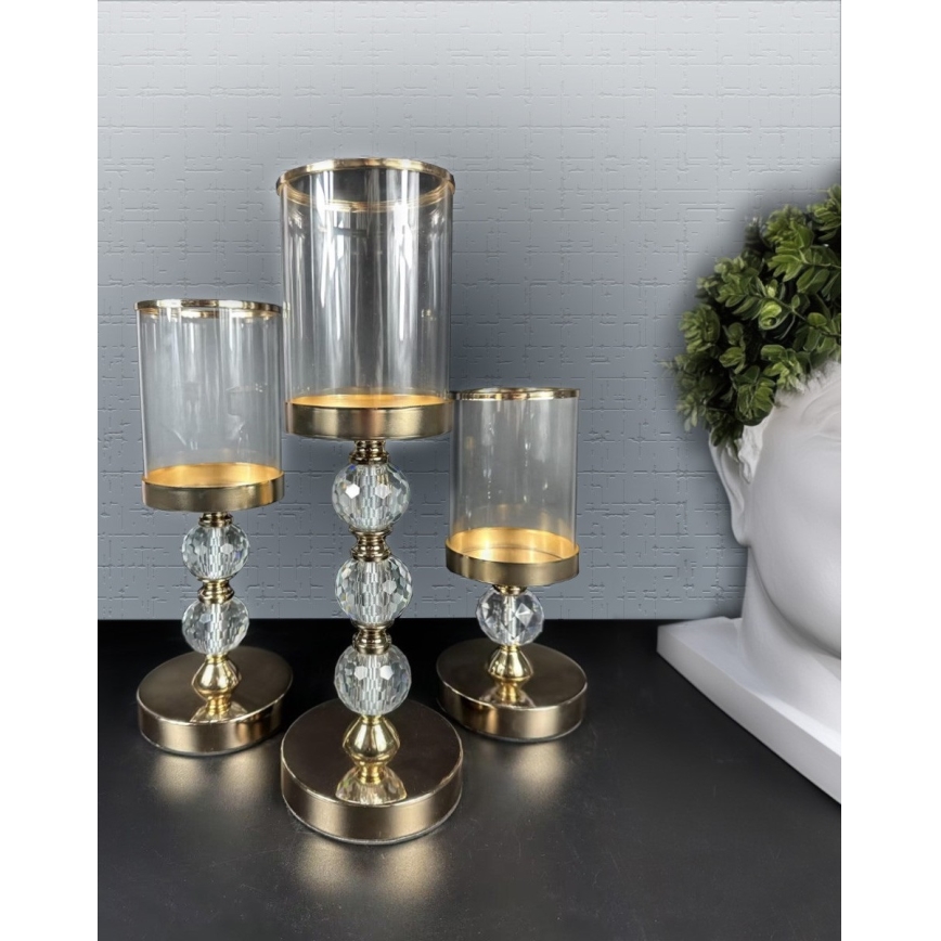 Set van 3 gouden kandelaars