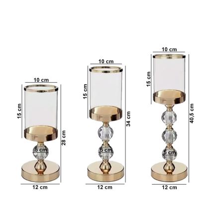 Set van 3 gouden kandelaars