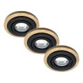 Set van 3 inbouwspots TOBBY 1x GU10/20W/230V Ø 11,5 cm eiken/zwart