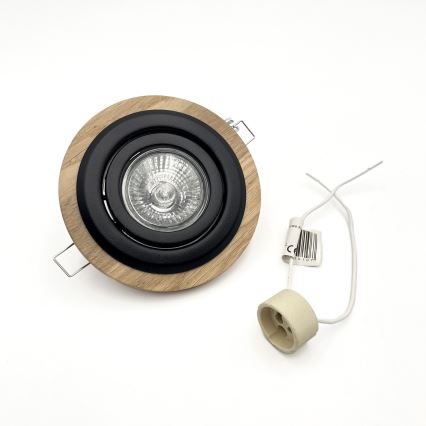 Set van 3 inbouwspots TOBBY 1x GU10/20W/230V Ø 11,5 cm eiken/zwart