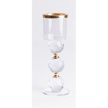 Set van 3 kandelaren, goud/helder