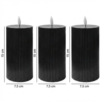 Set van 3 LED-kaarsen BRILLO LED/2xAA 15 cm zwart + afstandsbediening