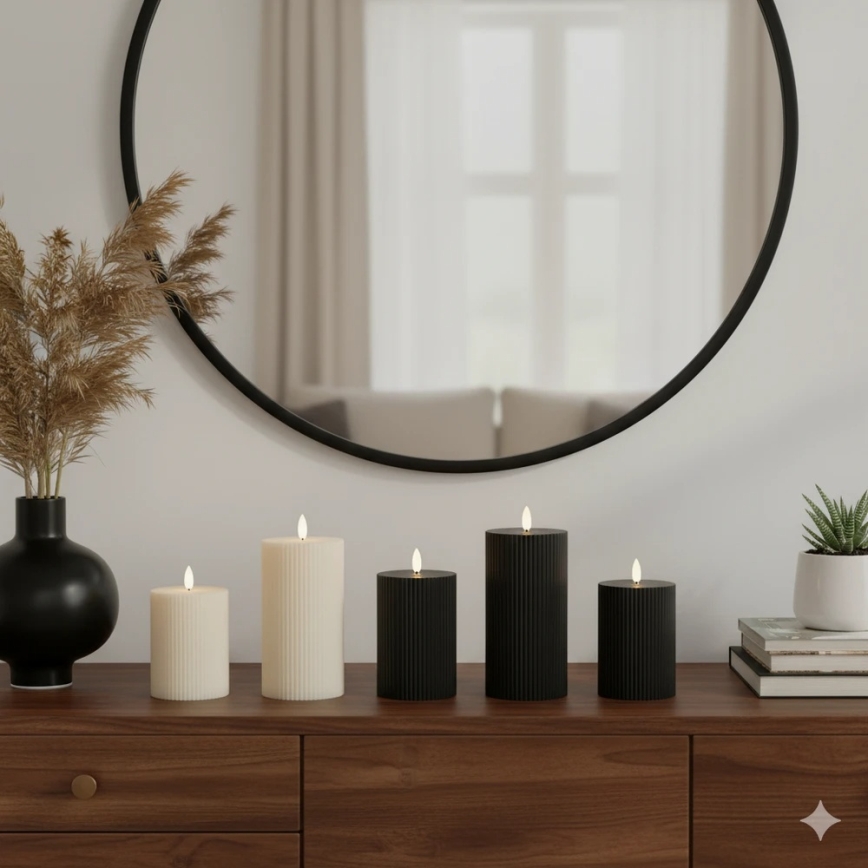 Set van 3 LED-kaarsen BRILLO LED/2xAA, zwart, inclusief afstandsbediening