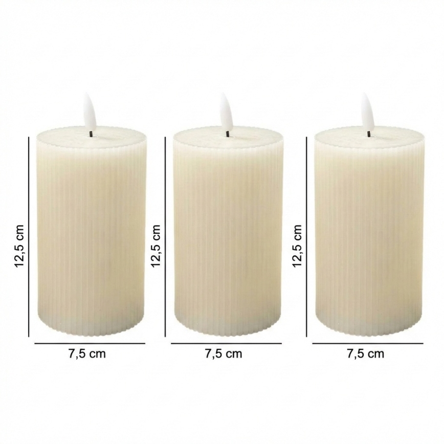 Set van 3 LED-kaarsen BRILLO LED/3xAAA 12,5 cm crème + afstandsbediening