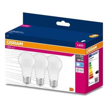 SET van 3 LED-lampen A60 E27/8,5W/230V 6500K - Osram