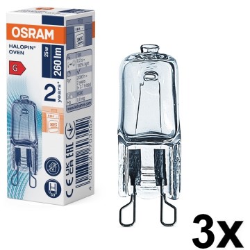 Set van 3 ovenlampen HALOPIN G9/25W/230V 2700K - Osram