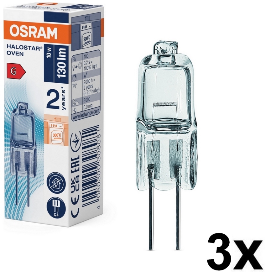 Set van 3 ovenlampen HALOSTAR G4/10W/12V 2700K - Osram