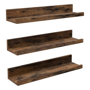 Set van 3 wandplanken SHELFY 38 x 5 x 10 cm, bruin