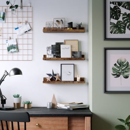 Set van 3 wandplanken SHELFY 38 x 5 x 10 cm, bruin