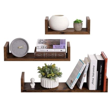 Set van 3 wandplanken SHELFY, bruin