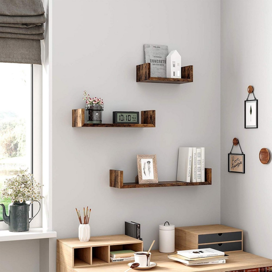 Set van 3 wandplanken SHELFY, bruin