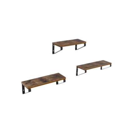 Set van 3 wandplanken SHELFY bruin/zwart