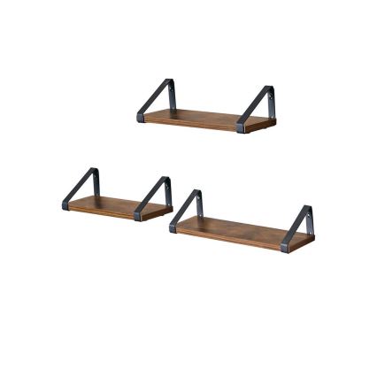 Set van 3 wandplanken SHELFY bruin/zwart