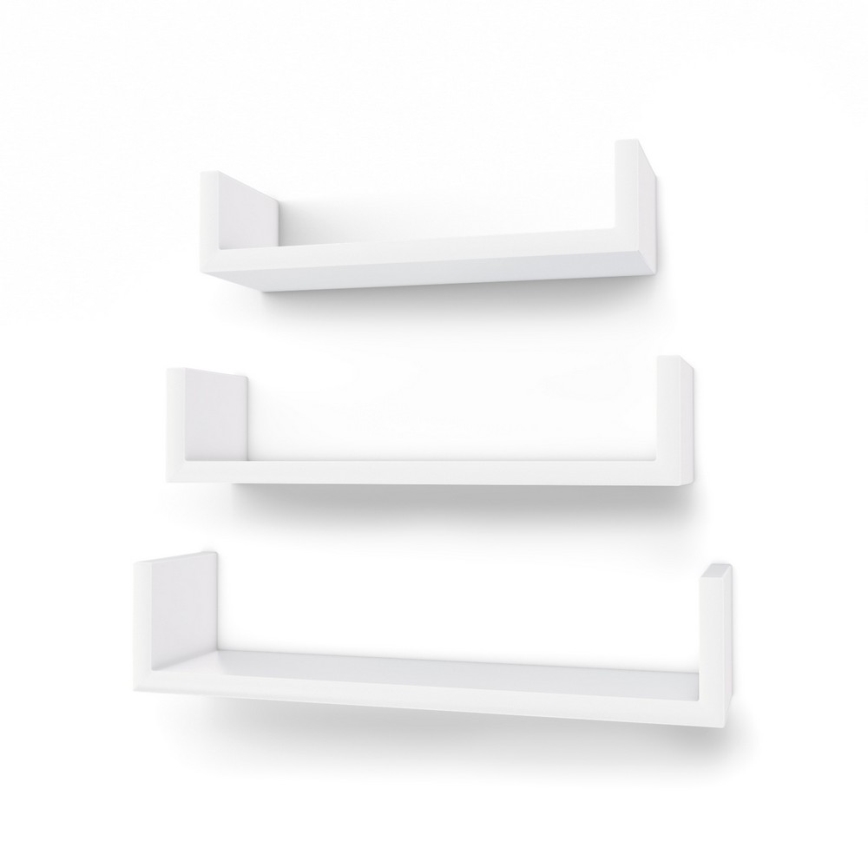 Set van 3 witte wandplanken SHELFY