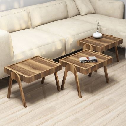 SET VAN 3x Bijzettafel 41x53,6 cm ROMA bruin