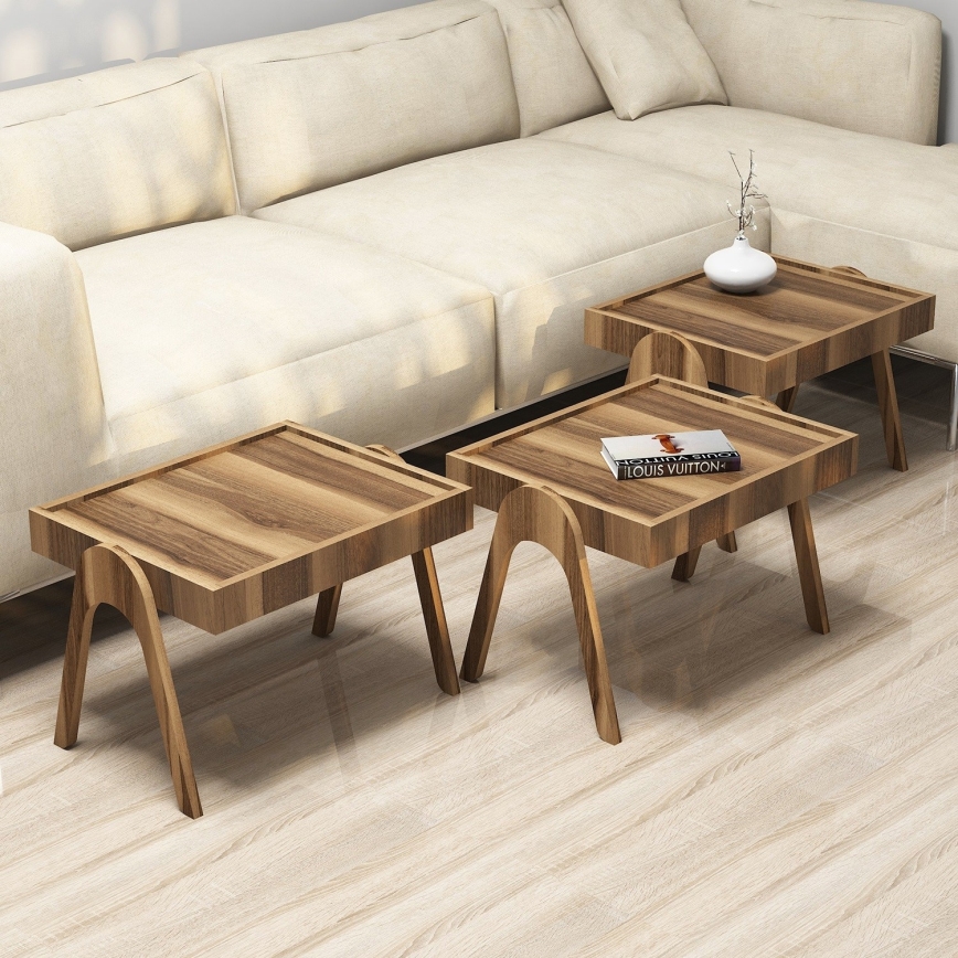 SET VAN 3x Bijzettafel 41x53,6 cm ROMA bruin